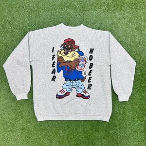 Vintage 90s Looney Tunes Taz "I Fear No Beer" Crewneck Sweatshirt